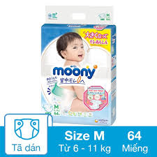 Tã dán Moony Blue size M 64m