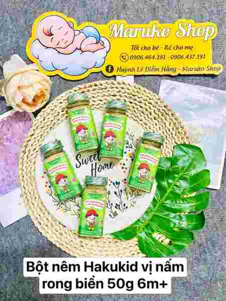 Hạt nêm Hakukid vị nấm rong biển 50g 6m+