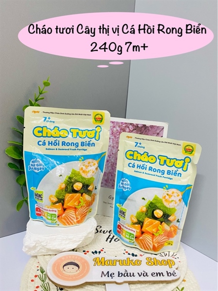 Cháo tươi Cây thị vị Cá hồi rong biển 240g 7m+