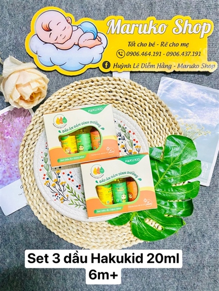 Set 3 Dầu ăn Hakukid 20ml 6m+