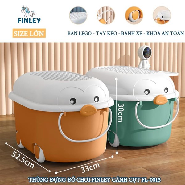 Thùng đựng đồ chơi Finley chim cánh cụt 3 in 1