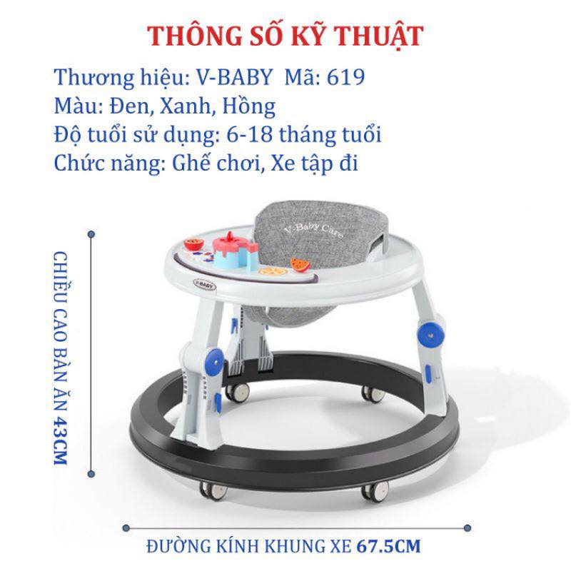 Xe tròn tập đi 2in1 V-Baby 619