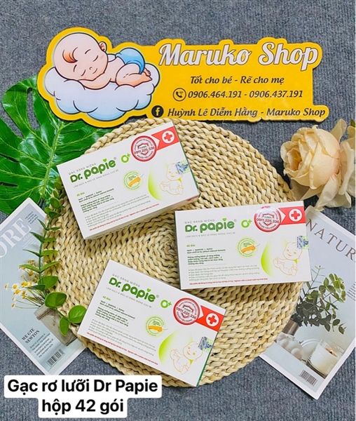 Gạc rơ lưỡi Dr Papie 0m+ (hộp 42cái)