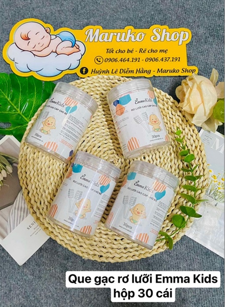 Gạc rơ lưỡi khô Emma Kids (30 que)
