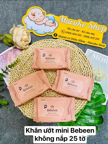 Khăn ướt mini Bebeen không nắp 25 tờ