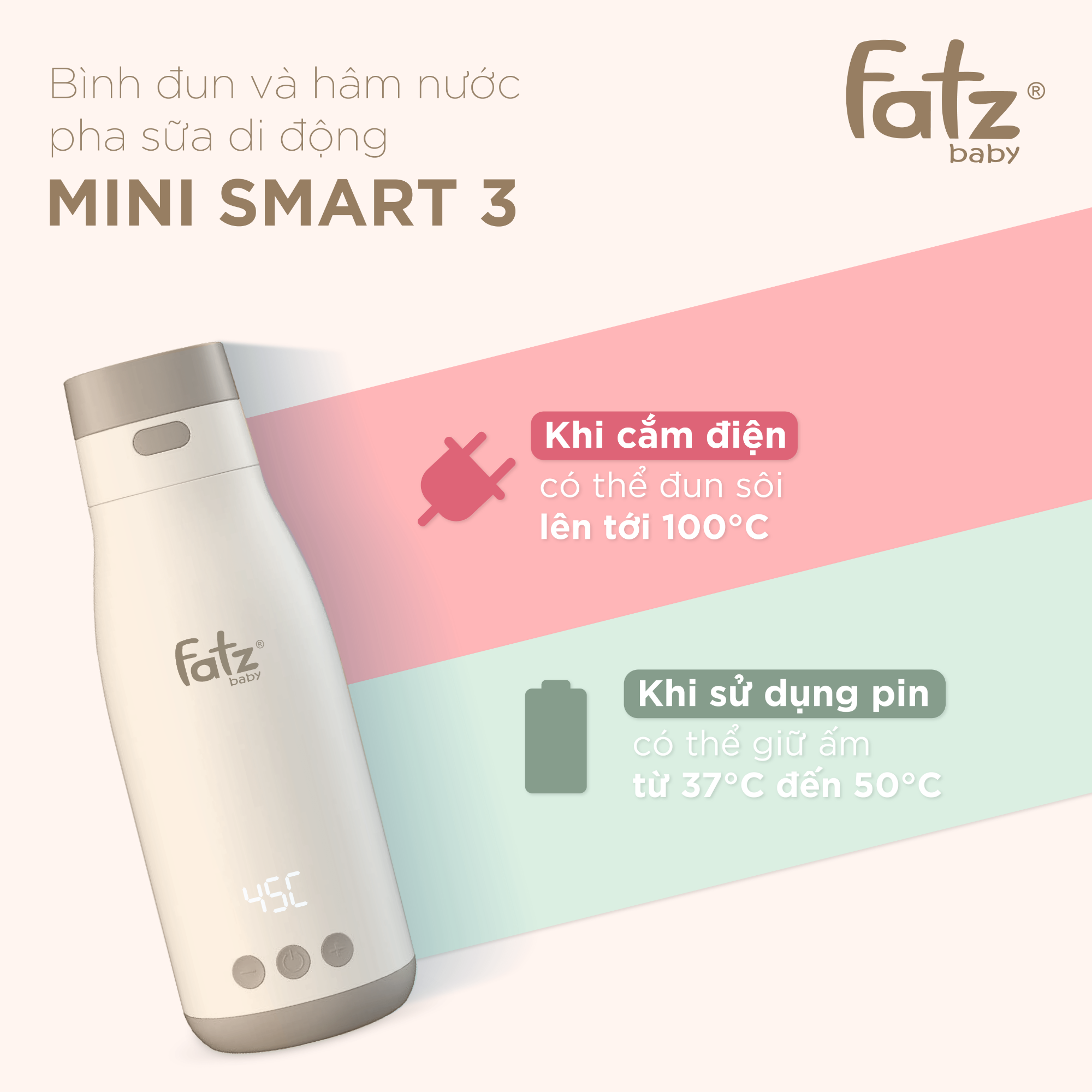 Bình đun nước cầm tay Fatz Mini Smart 3 300ml