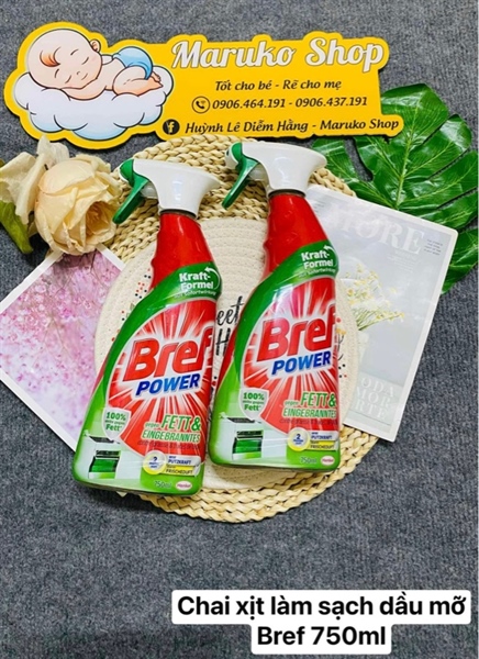 Xịt tẩy bếp sạch dầu mỡ Bref 750ml