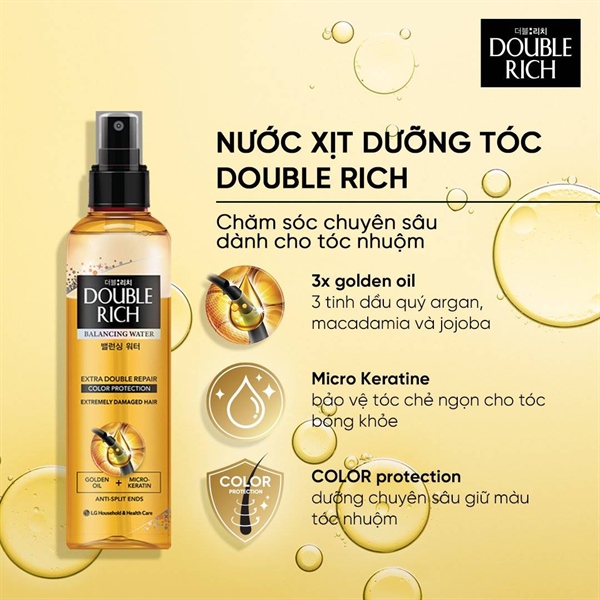 Nước xịt dưỡng tóc Double Rich (tóc nhuộm) 250ml