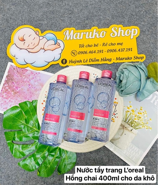 Nước tẩy trang Loreal Hồng 400ml da khô