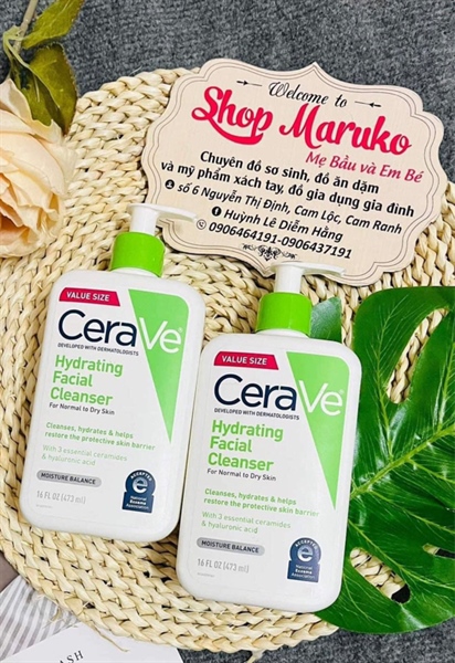 Sữa rửa mặt CeraVe Hydrating Xanh lá cho da khô 473ml