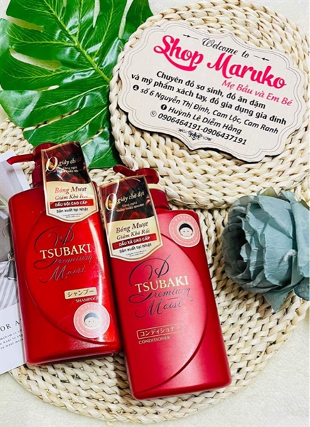 Set gội xả Tsubaki Premium đỏ tóc khô sơ 490ml