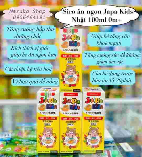 Siro ăn ngon JapaKids Nhật 100ml 0m+